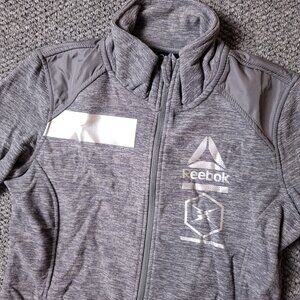 Reebok Jacket Womens M Medium Gray Full Zip Active Athletic Top Track Running